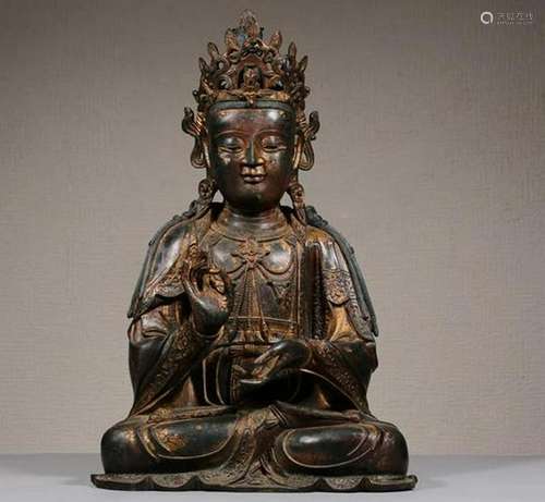 A BRONZE FIGURE OF GUANYIN.MING PERIOD