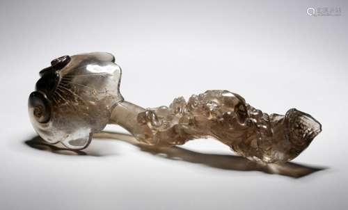 A CARVED AGATE 'LINGZHI' RUYI SCEPTER.QING PERIOD