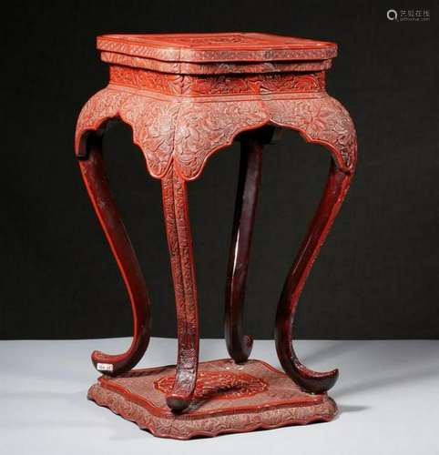 A CINNABAR LACQUER FLOWER STAND.REPUBLIC PERIOD