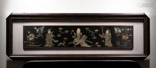 AN  EMBROIDERED SILK PLAQUE.QING PERIOD