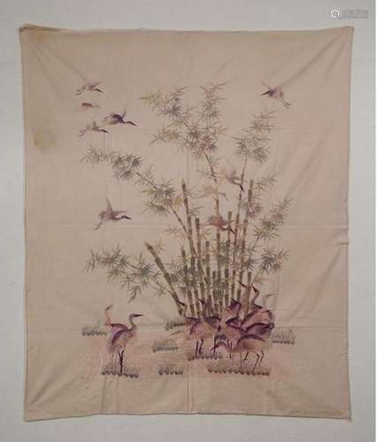 AN SU EMBROIDERED SILK PANEL.QING PERIOD