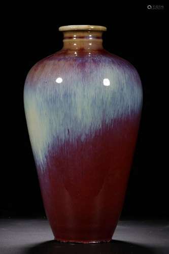 A FLAMBE-GLAZED VASE AND .QING PERIOD