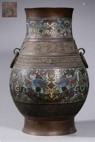 A BRONZE CLOISONNE ENAMEL VASE.ANTIQUE