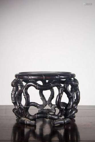 A CARVED ZITAN FLOWER STAND.ANTIQUE