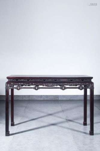 A CARVED ZIATN TABLE. ANTIQUE