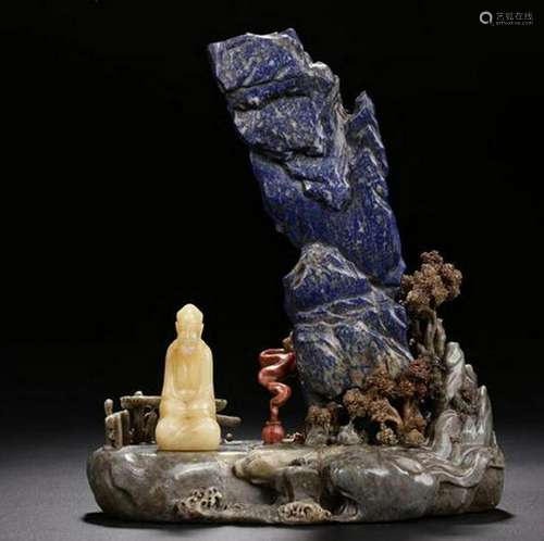 A CARVED SOAPSTONE SCHOLAR.QING PERIOD