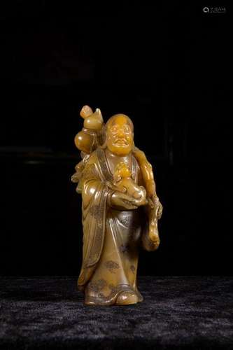 A CARVED SOAPSTONE LUOHAN.ANTIQUE