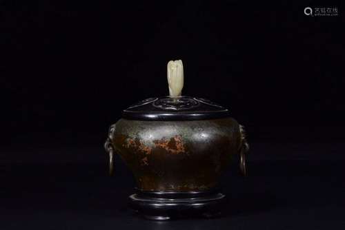 A BRONZE CENSER AND COVER.QING PERIOD