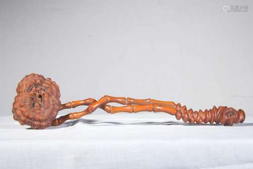 A CARVED HUANGYANGMU RUYI SCEPTER.QING PERIOD