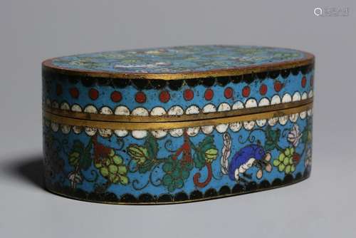 A BRONZE CLOISONNE ENAMEL BOX AND COVER.ANTIQUE