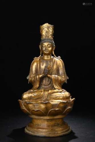 GILT BRONZE SEATED FIGURE OF BUDDHA BODHISATTVA