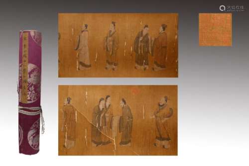 CHINESE HANDSCROLL PAINTING OF EIGHTEEN SCHOLARS