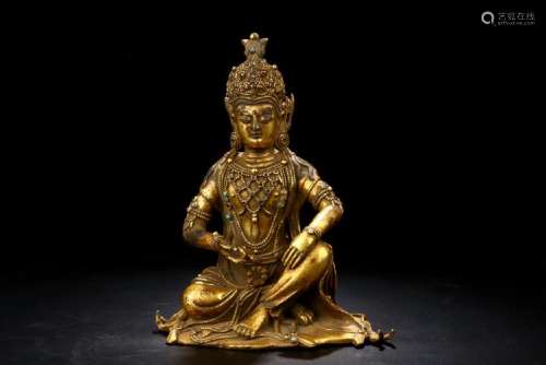 GILT BRONZE SEATED FIGURE OF BUDDHA