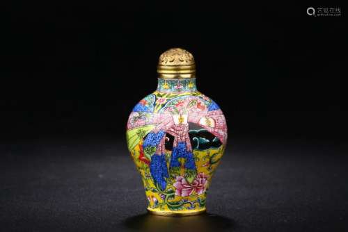 GILT BRONZE ENAMELLED SNUFF BOTTLE