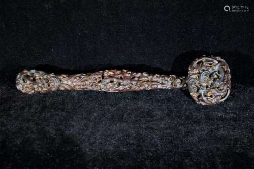 A ROSEWOOD CARVING OF A RUYI SCEPTER