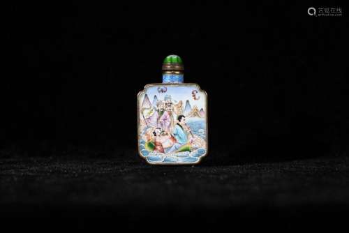 CLOISONNE SNUFF BOTTLE WITH IMMORTAL MOTIF