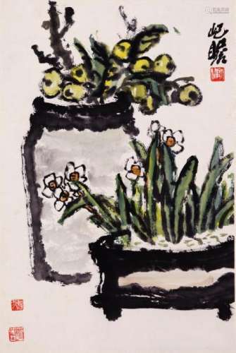 CHINESE INK AND COLOR PAINTING OF HOUSE PLANTS