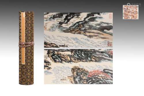 CHINESE HANDSCROLL OF RAGING RIVER LANDSCAPE
