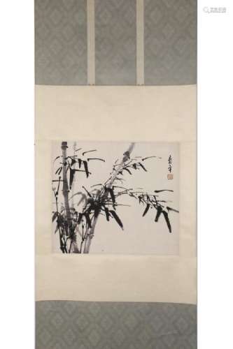 CHINESE INK HANGING SCROLL PAINTING OF BAMBOO