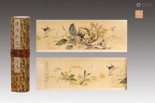 HANDSCROLL PAINTING OF FLOWERS AND BUTTERFLIES