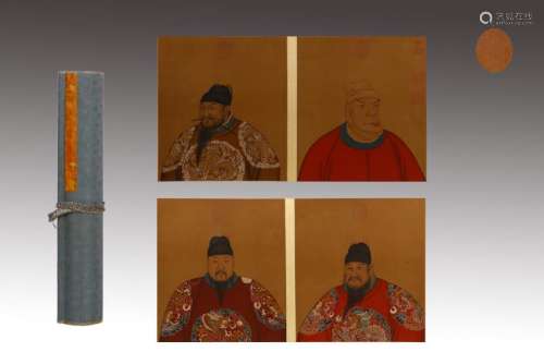 CHINESE HANDSCROLL PAINTING OF EMPEROR PORTRAITS