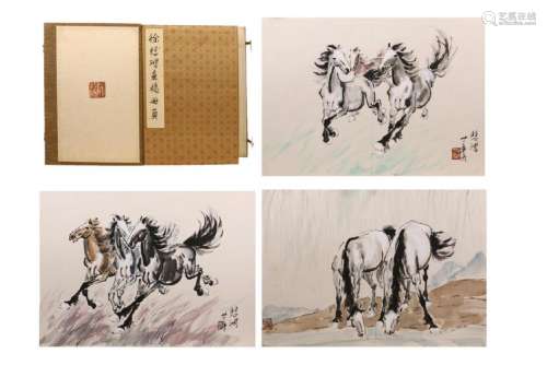 CHINESE PAINTING ALBUM OF RUNNING HORSES