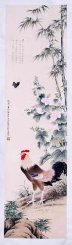 CHINESE PAINTING  OF PEONY AND AN ROOSTER
