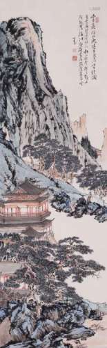 CHINESE INK AND COLOR PAINTING OF LINGYAN MOUNTAIN