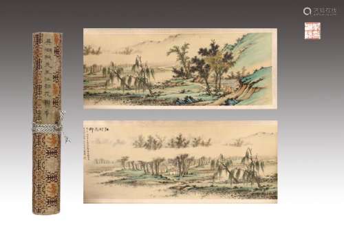 CHINESE HANDSCROLL PAINTING OF FOGGY WOODS