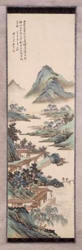 CHINESE PAINTING OF LIVING IN MOUNTAIN ON SILK