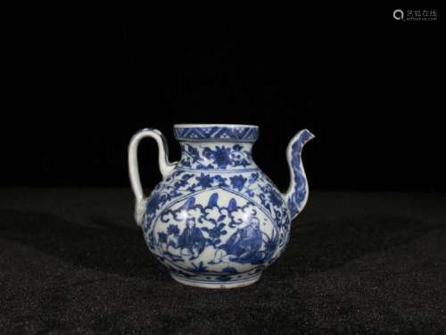 JIAQING BLUE AND WHITE OPENFACE PORCELAIN TEAPOT