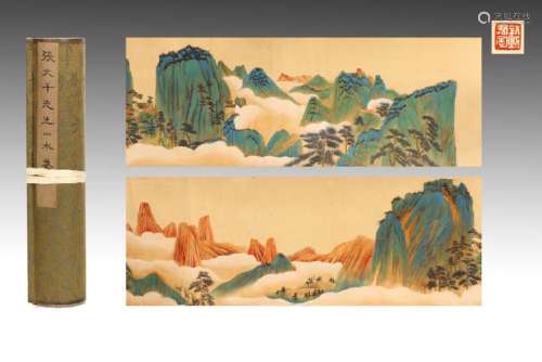 CHINESE HANDSCROLL OF GREEN MOUNTAIN LANDSCAPE