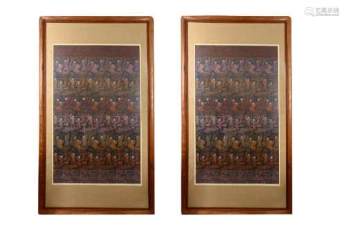 PAIR OF FRAMED SILK EMBROIDERY OF HUNDREAD KIDS