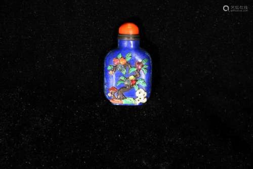 GEMSTONE INLAID LAPIS LAZULI CARVING NUFF BOTTLE