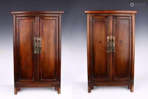 PAIR OF ROSEWOOD CARVED JEWELLERY BOXES