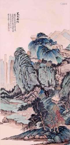 CHINESE INK AND COLOR PAINTING OF SUMMER LANDSCAPE