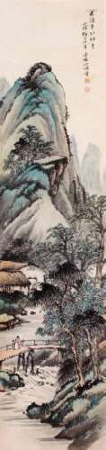 CHINESE INK AND COLOR PAINTING OF LANDSCAPE