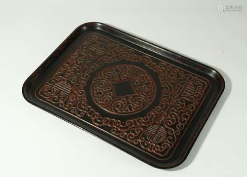 Wooden lacquer square plate