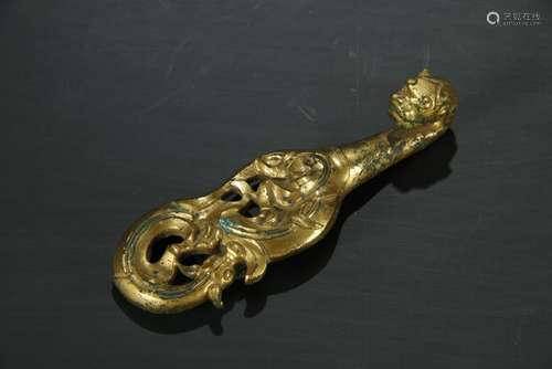 Gilt Bronze Animal Head Belt Hook