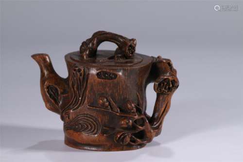 Carved Bamoo Tea Pot