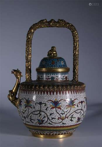 Gilt Bronze Cloisonne  Enamel Tea Pot