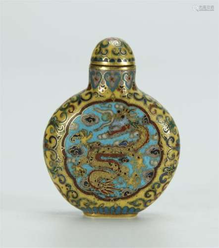 Enamel Snuff Bottle with Phoenix and Dragon