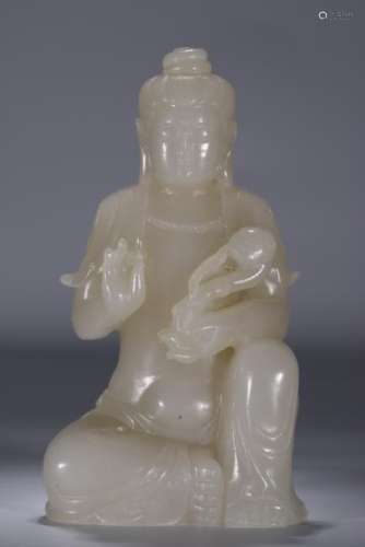 Carved Jade Kwan Yin Statue