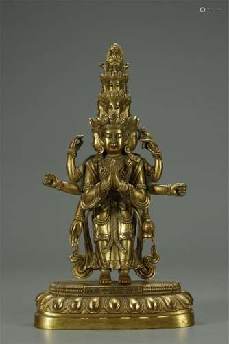 Gilt Bronze of Eleven-faced Kwan Yin