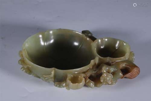 Carved Jade Plum Flower Water Pot