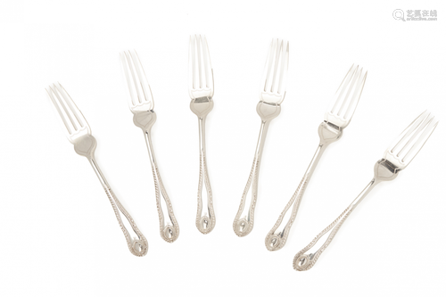 SIX STERLING SILVER DESSERT FORKS