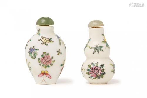 TWO WHITE PORCELAIN SNUFF BOTTLES