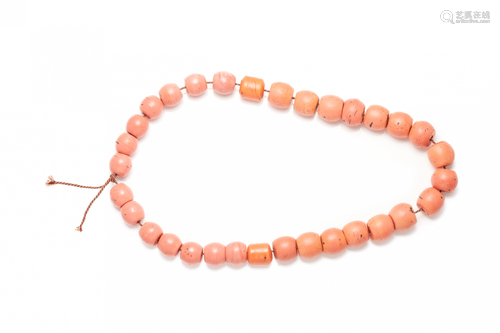 32 INDONESIAN CORAL-PINK 'SHERPA' GLASS BEADS