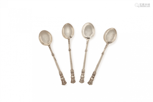 FOUR STERLING SILVER TEA SPOONS