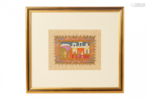 AN ANTIQUE INDIAN MINIATURE PAINTING OF VISHNU DISGUISED AS SADHU